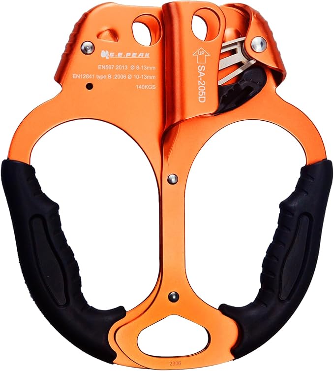 UIAA & CE Certified Climbing Rappelling Equip Hand Ascender Left Right Hand for 8-13mm Rope 4kN