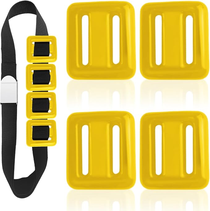 4 Pcs Dive Weights on Nylon Surfaces,Dive Weights with Diving Weight Belt,Coated Diving Weights for Freediving,Spearfishing,Scuba Weight Belt for Waist 32" to 52"