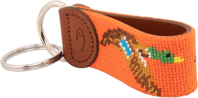 Leather Hand-Stitched Needlepoint Key Fob or Key Chain