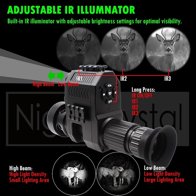 Megaorei M4A M4C 1080p HD Hunting Digital Infrared Night Vision for Scope Monocular Attachment Camcorder with Built-in 850nm Infrared IR Flashlight (with 32G MicroSD Card, Without Battery)