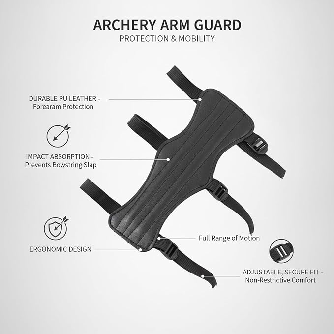 Archery Arm Guard PU Leather Forearm Protection for Bow String Slap (1 PC)