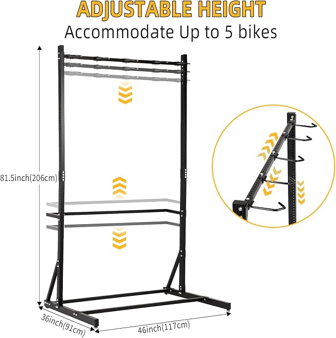FAHKNS Freestanding Bike Rack for Garage: Hold Up to 5 Bicycle Vertical Bike Stand Floor Indoor Bike Storage Organizer Hangers for Garage