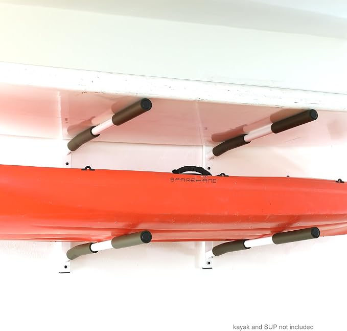 SPAREHAND Premium Edition: All Climate Wall Mount Hybrid Rack for SUPs and Kayaks