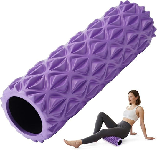 Foam Roller High Density Deep Tissue Massager for Muscle Massage Myofascial Trigger Point Release Improves Mobility Massage of The Back and Leg Muscles - 15" (Purple)