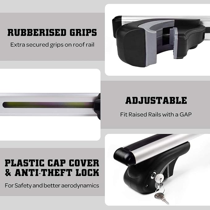 Aero Aluminum Universal 56'' Roof Rack Cross Bars, Existing Raised Side Rail with Gap -200 lbs Load Capacity