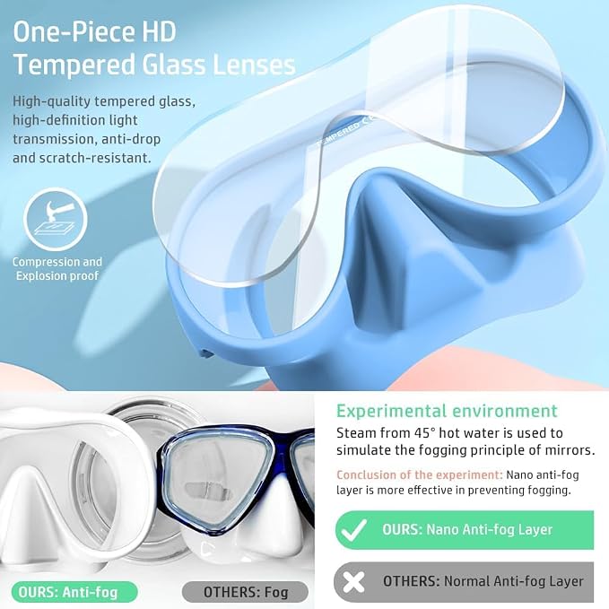 2 Sets Snorkeling Gear for Adults, Snorkel Set Adult Panoramic View, Anti-Leak Anti-Fog Scuba Diving Mask with Mesh Bag, for Portable Professional Diving Snorkeling Set