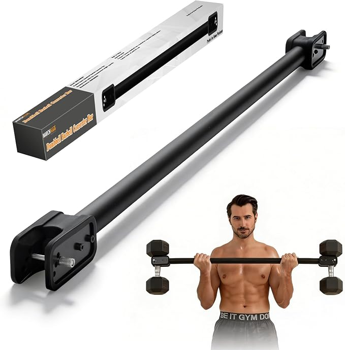 Dumbbell Barbell Converter Bar, Adjustable Dumbbell Bar for Home Gym, Compatible with Most Dumbbells, All-Metal Dumbell to Barbell Converter for Weight Lifting and Strength Training
