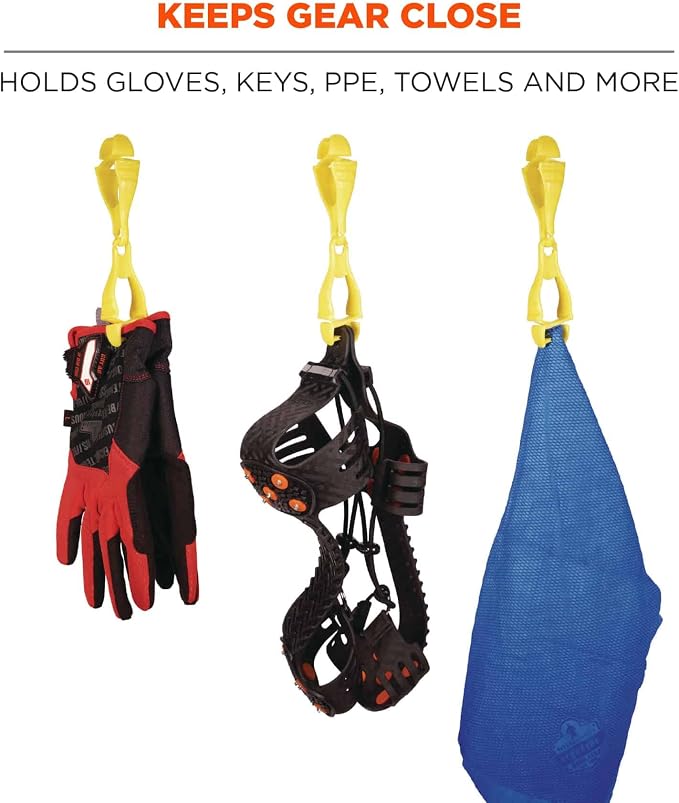 Ergodyne Squids 3400 Glove Clip Holder with Dual Clips, Lime, 1 Count (Pack of 4)
