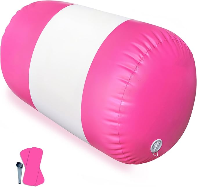 AWSUM Gymnastics Air Barrel, 47.3" x 31.5" Inflatable Tumbling Barrel Backhandspring Training Barrel Air Roller for Back-bend Handstand Cheerleading Yoga Home Gym(No Pump)