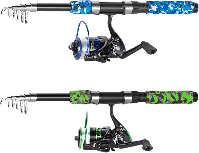 Tripquips Fishing Pole Combo, 6.9ft Telescopic Rods Set, Collapsible Fishing Rods 2PCS Spinning Reel Set with Carrier Bag Freshwater Fishing Rod and Reel Combos Kits