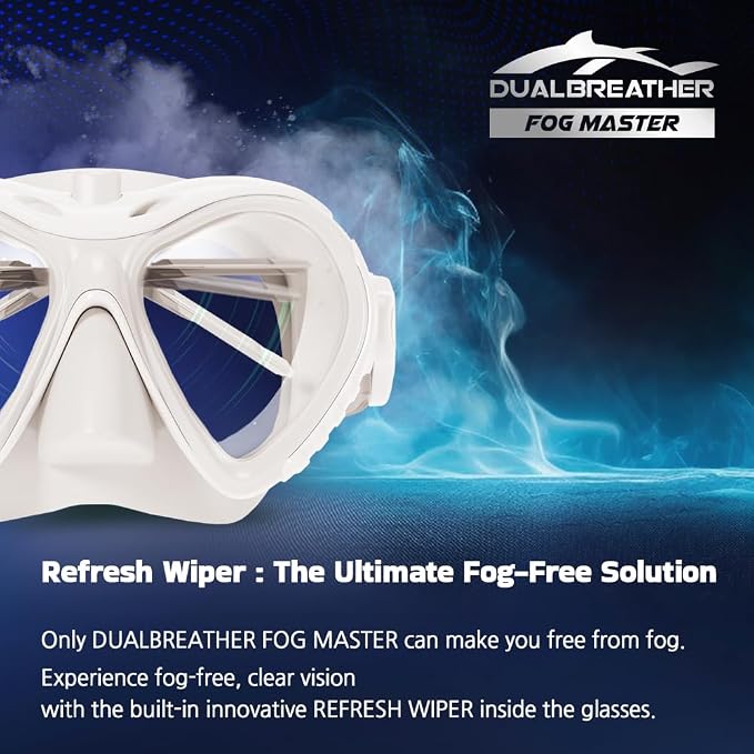 Fog Master Diving Mask with Wipers for Anti-Fog, Dry Top Snorkel Set Snorkeling Swimming Goggles Adult Youth