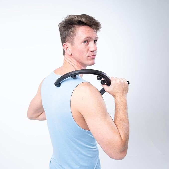 Body Back Buddy Classic USA Made FSA Eligible Handheld Massage Cane - Full Body Trigger Point Tool for Deep Tissue Pain Relief - Dual Hooks for Back, Shoulder, Neck - Manual Back Massager (2.0 Black)