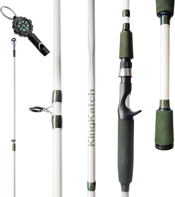 6’0” Medium Power Spinning Fishing Rod, Carbon-Fiberglass Composite Rod for Freshwater & Saltwater, Strong Yellow-Green Rod for Bass Trout Crappie, Affordable Great Gift for Fishing Lovers