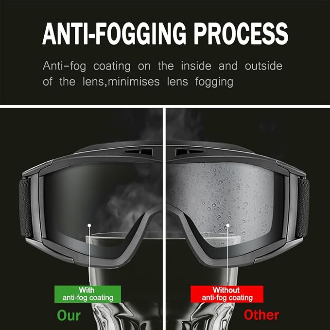 Tactical Airsoft Goggles Anti Fog Shooting Glasses Impact Resistant Safety Goggles with 3 Interchangable Lens