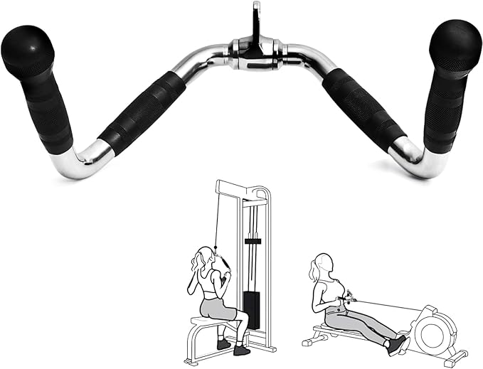 LAT Pull Down Bar Attachment: LAT Pulldown Tricep Bar for Strength Training - Multi-Exerciser Cable Machine Attachment Bar