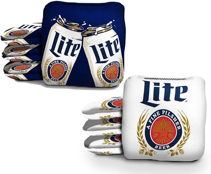 Slick Woody's Official Brand Beer + American Flag Cornhole Bags – Resin-Filled Tournament Performance with Dual Sided Professional Use Fabric- Set of 8