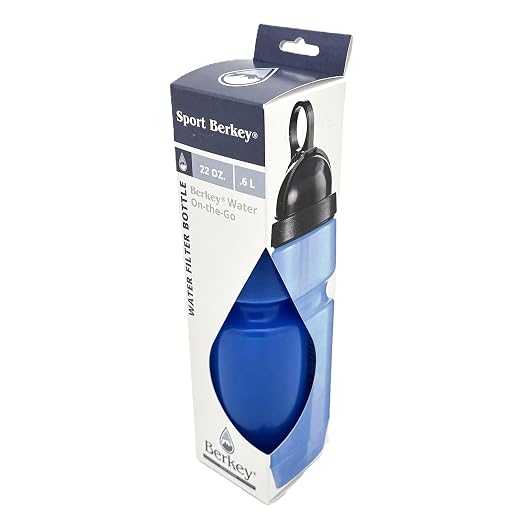 Sport Berkey Water Filter Bottle Ideal for Off-Grid, Emergencies, Hiking, Camping, Traveling and Everyday Use at Home, Work or School