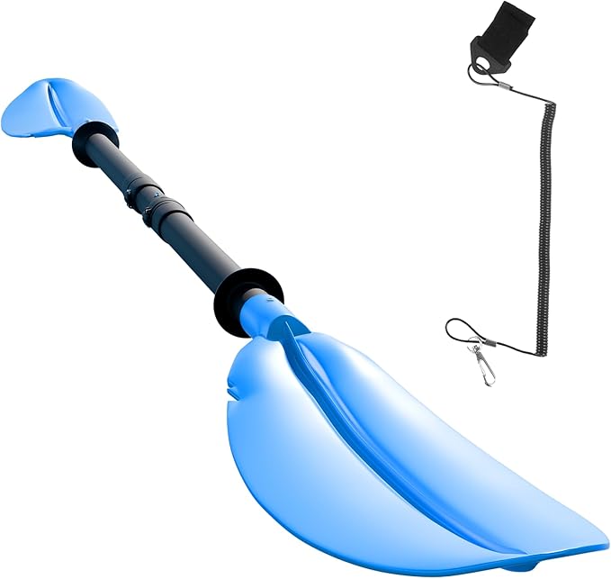 Adjustable Kayak Paddle, Lightweight Floating Oar Durable Floating Kayaking Oars Safety Rope with Stainless Steel Lock Buckle for Outdoor Kayaking Canoeing Fishing Boating.