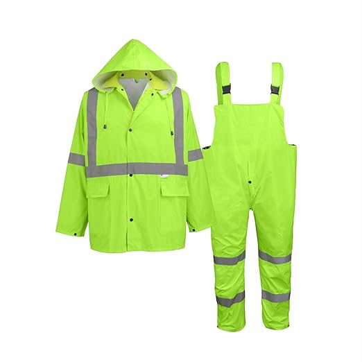 Global Glove Unisex-Adult Standard Reflective Rainwear, Hi-Vis Yellow, Size Small