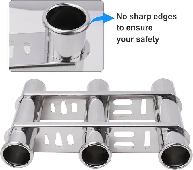 Fishing Rod Holder for Boat, Vertical Wall Mounted Fishing Rod Rack, Stainless Steel Rod Holder for Marine Boat,Fishing Boat, Truck (3 Tubes Upgrade)