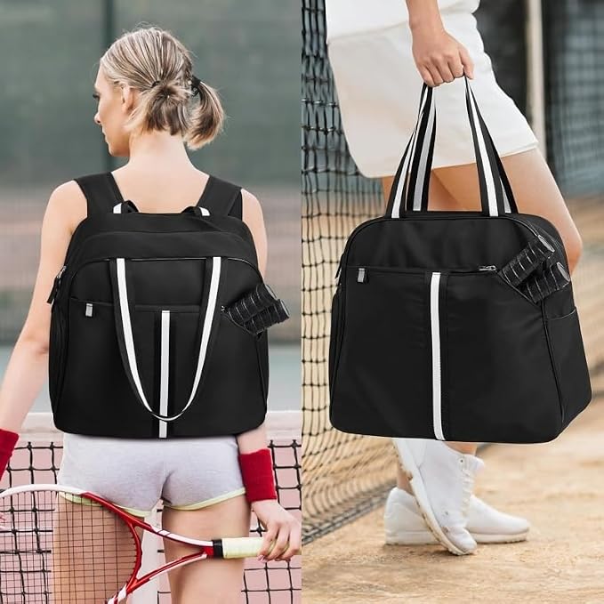 Pickleball Bag for Women Men, Large Pickleball Backpack with Shoe Compartment, Pickle Ball Bag with Paddle Cover Pocket Holds 2 Paddles