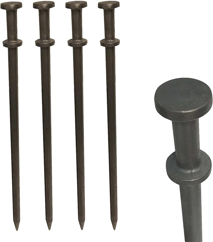 Double Head Tent Stakes - Heavy Duty Steel Tent Stakes, Versatile Ground Spikes to Anchor Commercial Inflatables, Party Tents, and Outdoor Camping Shelters, 1 1/8 x 42 inch, 50-Pack