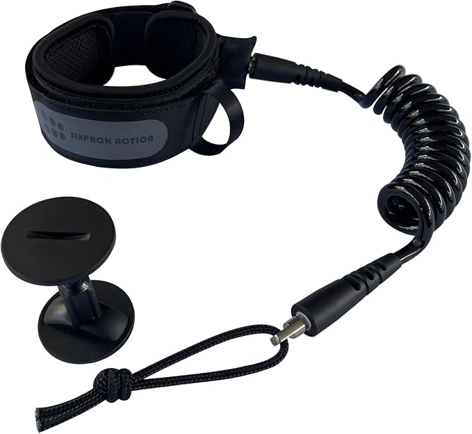 SIXPACK ACTION 4ft 7mm Coils Bicep Bodyboard Leash, Adjustable Bicep Cuff for Kids and Adults, Bicep Sized Approx 235mm-360mm