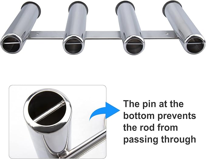 Fishing Rod Holder for Boat, Vertical Wall Mounted Fishing Rod Rack, Stainless Steel Rod Holder for Marine Boat,Fishing Boat, Truck (4 Tubes Standard)