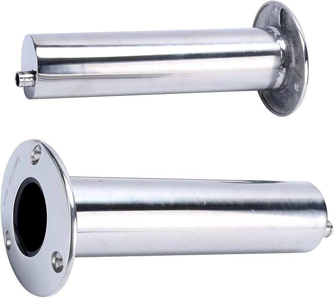 Amarine Made 4-Pack Heavy 316 Duty Stainless Steel Rod Holders with Drain, Flush Mount Fishing Rod Pole Holders (90 Degree)