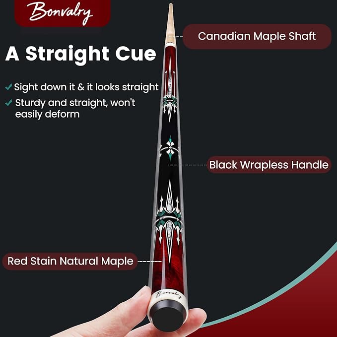 Pool Cue Kit - Stained Maple 58 Inch Pool Stick with Hard Case and Accessories for Billiards Enthusiasts