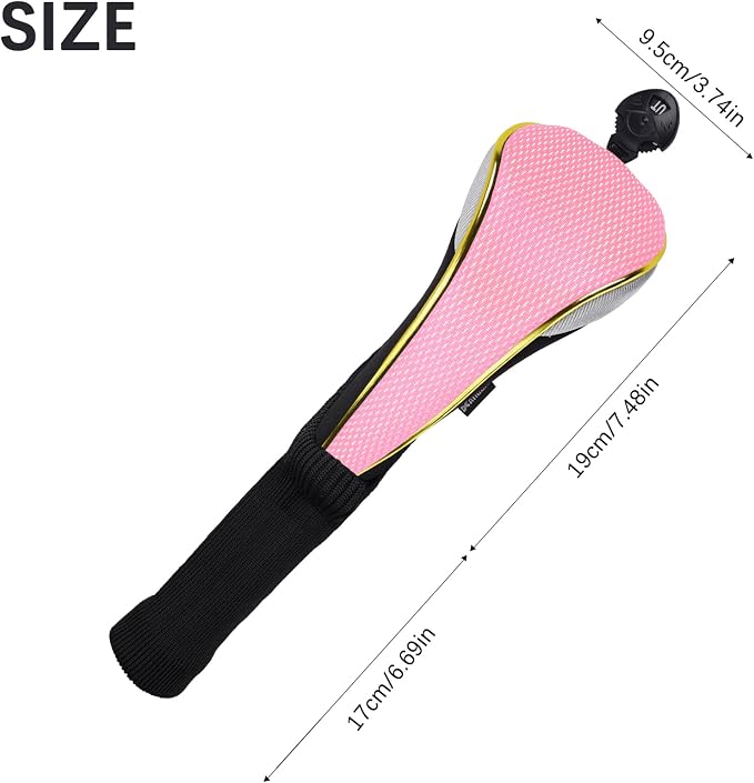 Andux 3Pcs/Set Long Neck Gold Golf Hybrids Club Head Covers with Dial No. Tag MT/HY14