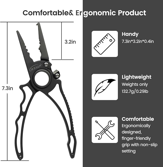 Titanium Fishing Pliers, Premium Saltwater Fishing Gear, Tungsten Cutters, Split Ring Hook Remover, Knot Tying Tool with Lanyard, Ice Fishing, Sea Fishing Kit Gifts for Men