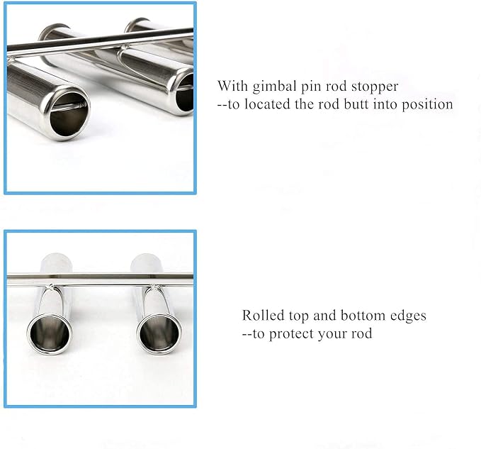 Wall-Mounted Fishing Rod Holder for Boat, Stainless Steel 4 Tubes Linked Fishing Rod Rack, Vertical Fishing Pole Holder for Marine Boat Yacht RV Camper