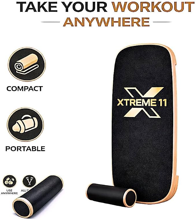 Wooden Balance Board Trainer for Adults – Core Strength & Stability Trainer for Surf, Skateboard & Snowboard Training – Non-Slip Balance Board for Home Gym Fitness