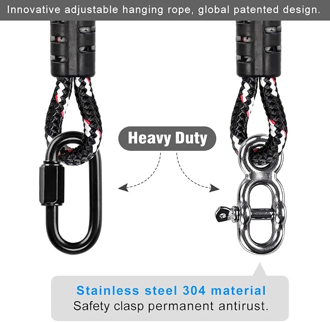 SELEWARE Tree Swing Rope Hammock Tree Straps Hanging Kit, Adjustable Rope Fast & Easy to Hang Hammock Chair Swing for Indoor Outdoor Tree Branch Camping Playground Accessories (Black, 3ft, 1 Pack)