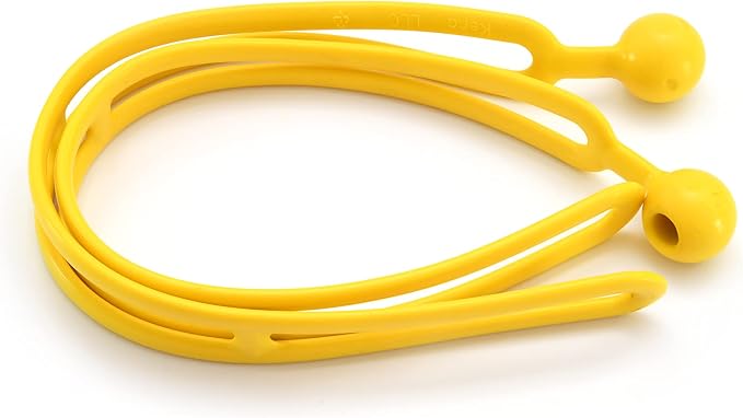 BluBird Rapid Tie Adjustable Strap, 15" Expandable Heavy Duty Indoor Outdoor Ball Ties Cord (UV Resistant, No Recoil Like Bungee Cord, Made in USA) - Yellow - 2pk