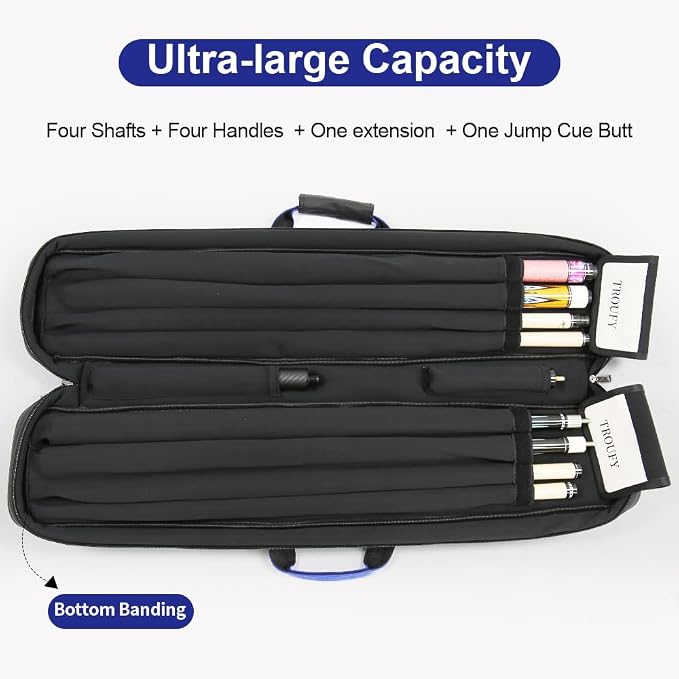 Pool Cue Case – Durable 4x4 & 4x5 Billiard Pool Cue Stick Carrying Case with Large Storage Space, Waterproof Billiards Accessories