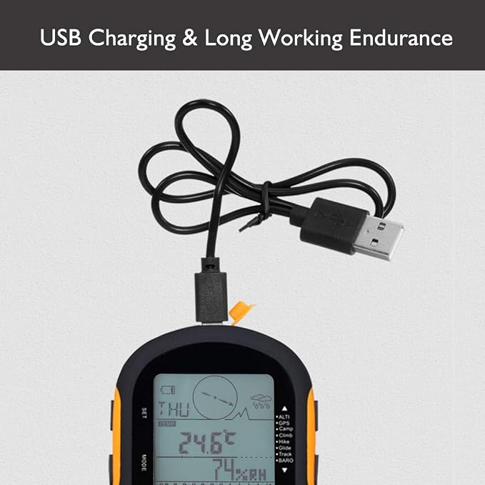 Barometer, GPS Navigation Receiver Handheld USB Rechargeable Digital Altimeter Barometer Clocks Boat Cabin for Hiking
