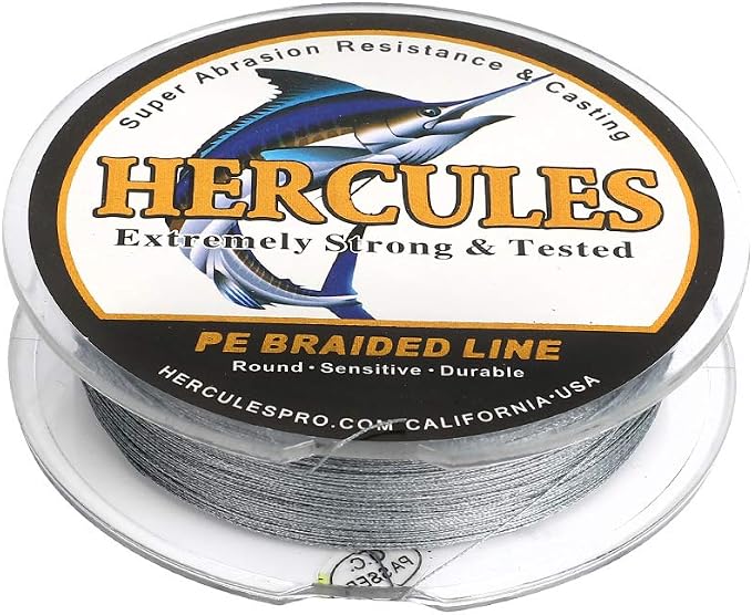 HERCULES Cost-Effective Super Cast 8 Strands Braided Fishing Line 10LB to 300LB Test for Salt-Water,109/328/547/1094 Yards(100M/300M/500M/1000M),Diam.#0.12MM-1.2MM,Hi-Grade Performance,Variety Colors