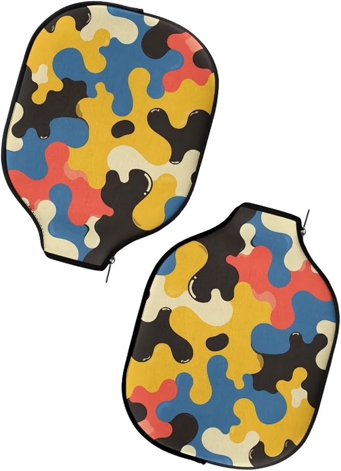 Blue Camo Corgi Pattern Print Pickleball Paddle Covers Only Paddles Holder Sleeve Fits Most Rackets