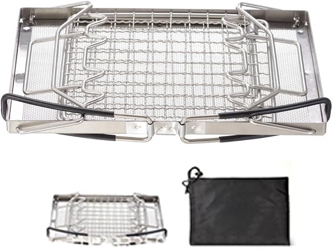 HUIOP Camping Toaster, Folding Camp Stove Toaster Stainless Steel Bread Toaster Rack for Camping Backpacking Picnic