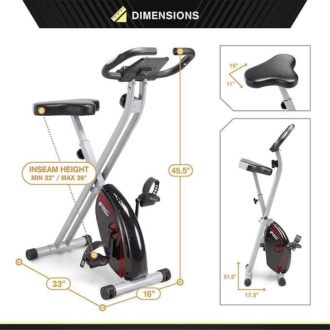 CIRCUIT FITNESS Circuit Fitness Folding Upright Exercise Bike with Adjustable Resistance 250 lb. Max. Capacity AMZ-150BK