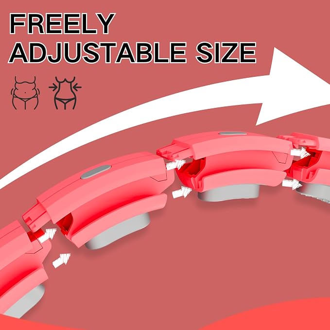 Smart Silent Weighted Exercise Infinity Hoop - Patent Pending (80% Quieter + Auto Count), Adjustable 30"-50" Fitness Hoop for Adults, Core Ab Workout with Circle for Women & Men (Brownish red)