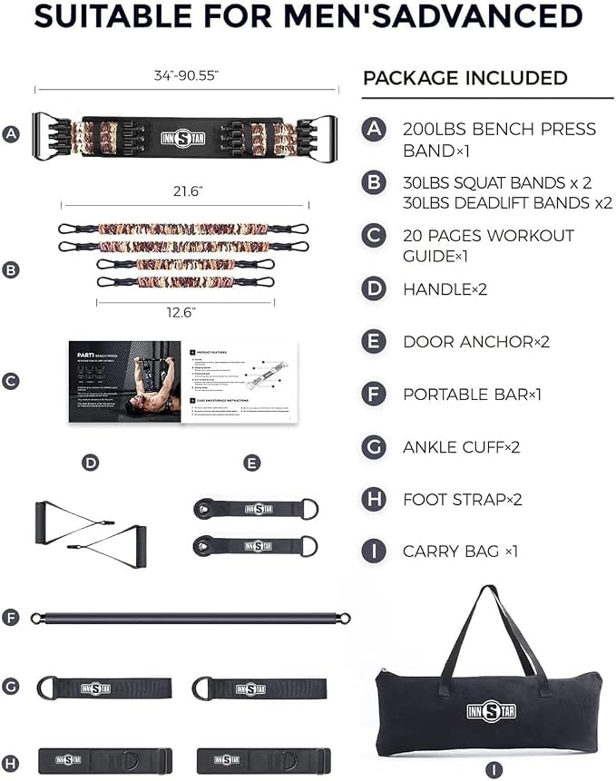 Innstar Multi-Function Resistance Bands for Working Out, Push Up Exercise Bands Resistance Bands Set for Bench Press Gym Equipment, Home Workout, Travel Portabl