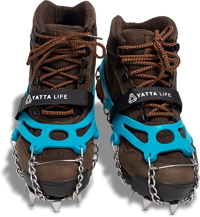 Hiking Spikes for Boots - Anti-Slip Stainless Steel Crampons Ice Cleats Snow Spikes for Shoes Climbing, Hiking, Running, Mount with Men and Women