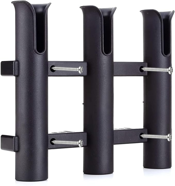 BigTron Fishing Rod Holder Bracket, Tube 3 Rod Rack, Fishing Rod for Boat Kayak Garage Storage or Truck with Screws Side-Mount