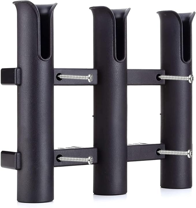 BigTron Fishing Rod Holder Bracket, Tube 3 Rod Rack, Fishing Rod for Boat Kayak Garage Storage or Truck with Screws Side-Mount