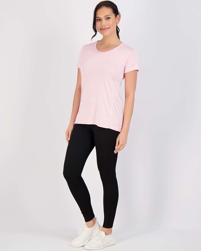 Real Essentials 5 Pack: Women's Short Sleeve T-Shirts Workout Tops Fitness Pilates Gym Activewear Athletic (Plus Available)