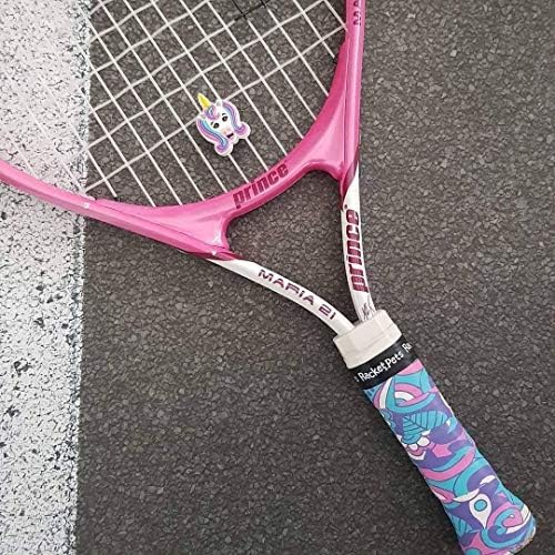 Racket Pets Kids Tennis Racket Dampener & Matching Overgrip Tape, Unicorn & Dragon