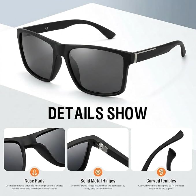 Nearsighted Sunglasses for Distance Men,Polarized Near Sighted See Far Vision Driving Eyeglasses UV Protection